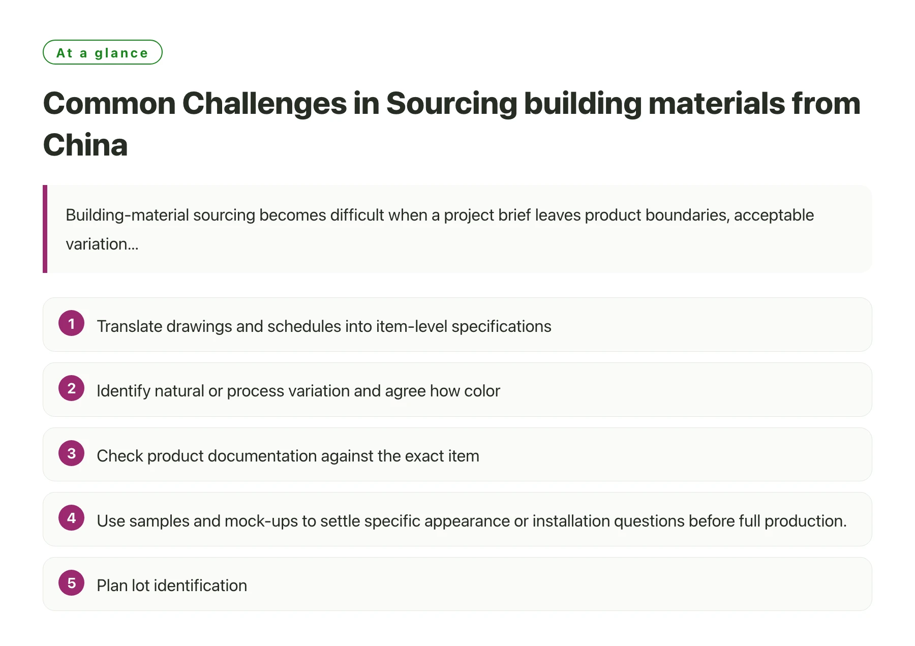 Common Challenges in Sourcing building materials from China——全文要点速览